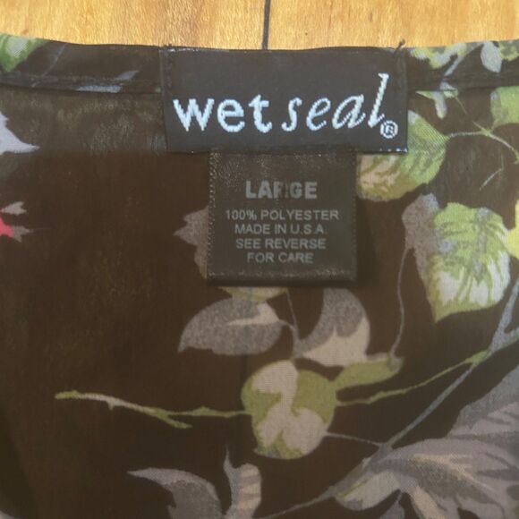 Vintage‎ Wet Seal Y2K Sheer Black Floral Sleeveless Blouse-Sz L-Fairy-Boho - Picture 2 of 7